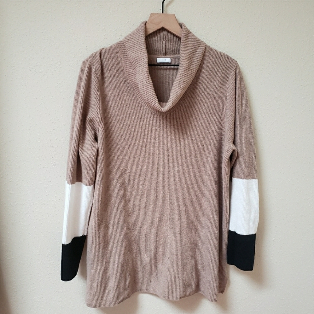 J. Jill Tan Cowl Neck Sweater